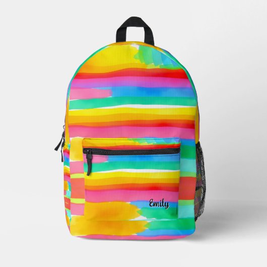 Farbige Regenbogenstreifen Muster Girls Bedruckter Rucksack (Vorderseite)