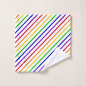 Farbige Regenbogenstreifen und Monogramm Badhandtuch Set (Waschlappen)