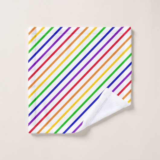 Farbige Regenbogenstreifen und Monogramm Badhandtuch Set (Waschlappen)