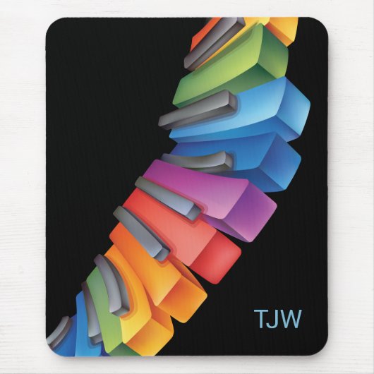 Farbige RegenbogenTastatur mit Monogramm Mousepad (Vorne)