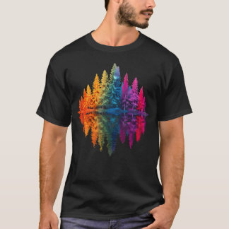Farbige Regenbogenwald-Bäume Reflexion Wildtiere T-Shirt