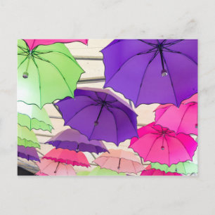 Farbige Regenschirme Postkarte