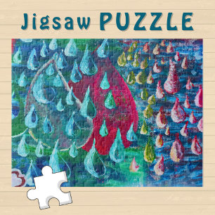 Farbige Regentropfen-Malerei auf einer Graffiti-Wa Puzzle