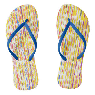 Farbige Regentropfen Regenbogenstreifen FlipFlops Badesandalen