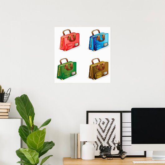 Farbige Reise-Koffer-Kollektion Poster