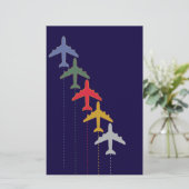 farbige Reiseflugzeuge Briefpapier (Stehend Vorderseite)