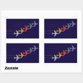 farbige Reiseflugzeuge Rechteckiger Aufkleber (Blatt)