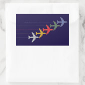 farbige Reiseflugzeuge Rechteckiger Aufkleber (Tasche)