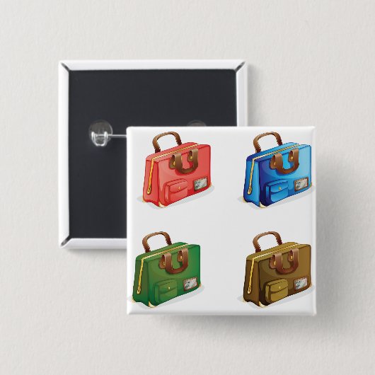 Farbige Reisekoffer-Kollektion Button (Vorne & Hinten)