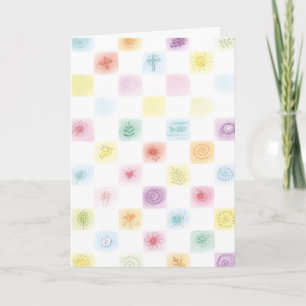 Farbige religiöse Symbole, die auf eine Karte zuge