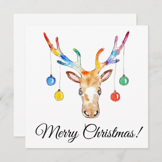 Farbige Rentiere Feiertagskarte (Vorne/Hinten)