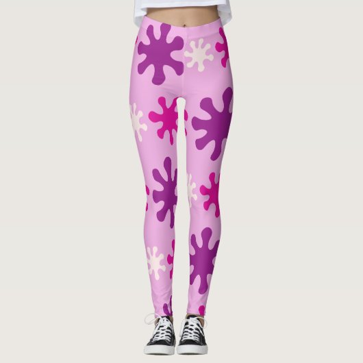 Farbige Retro-60er 70er Rosa Platsch Leggings (Vorderseite)