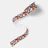 Farbige Retro Abstrakt florale Gemustert Satinband (Rückseite)