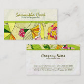 Farbige Retro-Abstrakte BlumenCollage 2 Visitenkarte (Vorne/Hinten)