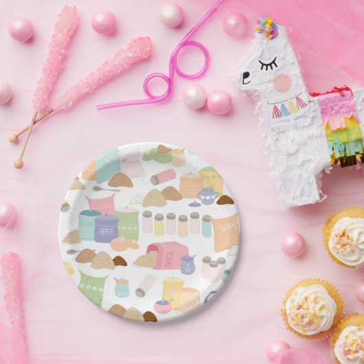 Farbige Retro-Backhilfsmittel Pappteller (Party)
