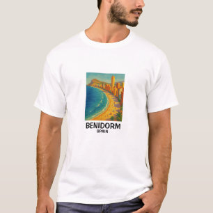 Farbige Retro Benidorm Spanien Costa Blanca Reise T-Shirt