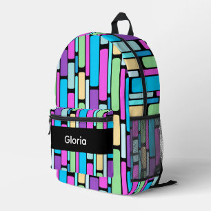 Farbige Retro-Blöcke Bedruckter Rucksack