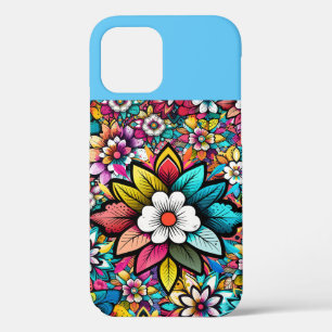 Farbige Retro-Blume Blau Rosa Weiß Case-Mate iPhone Hülle
