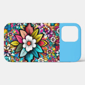 Farbige Retro-Blume Blau Rosa Weiß Case-Mate iPhone Hülle (Rückseite (Horizontal))