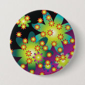 Farbige Retro-Blume Button (Vorderseite)