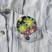 Farbige Retro-Blume Button