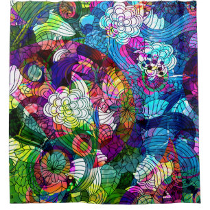 Farbige Retro-Blume Duschvorhang