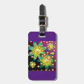 Farbige Retro-Blume Gepäckanhänger (Vorderseite vertikal)