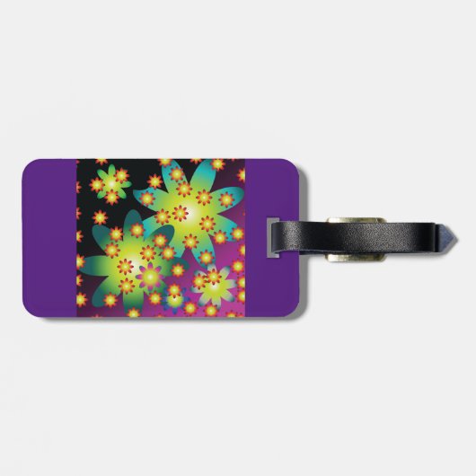 Farbige Retro-Blume Gepäckanhänger (Rückseite horizontal)