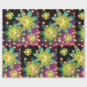 Farbige Retro-Blume Geschenkpapier (Flach)