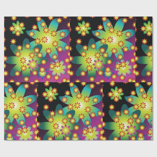 Farbige Retro-Blume Geschenkpapier (Flach)