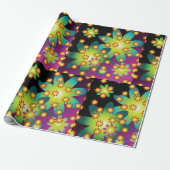 Farbige Retro-Blume Geschenkpapier (Ungerollt)