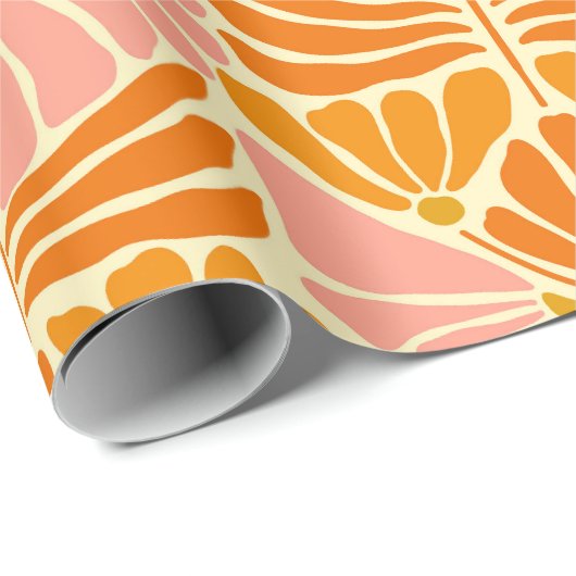 Farbige Retro-Blume Geschenkpapier (Rolleneckpunkt)