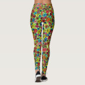 Farbige Retro-Blume, handgezeichnet Leggings (Rückseite)