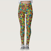 Farbige Retro-Blume, handgezeichnet Leggings (Vorderseite)