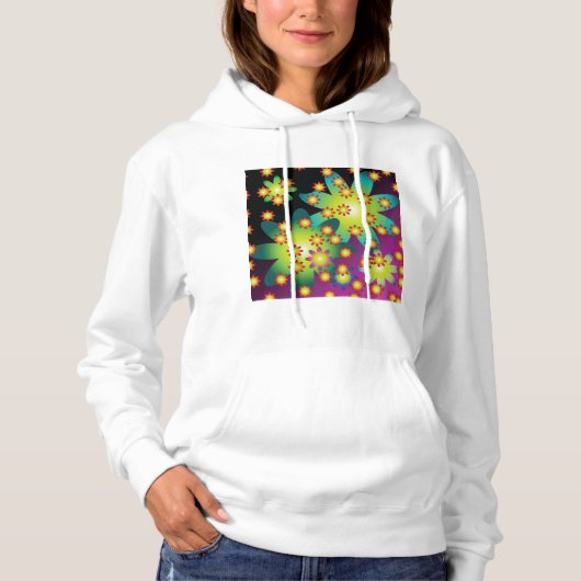 Farbige Retro-Blume Hoodie (Vorderseite)