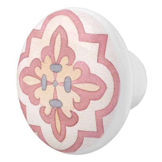 Farbige Retro-Blume in Aquarell für Küchenrosa Keramikknauf (Rechts)