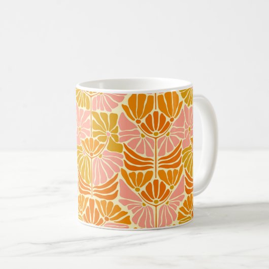 Farbige Retro-Blume Kaffeetasse (VorderseiteRechts)