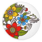 Farbige Retro-Blume Keramikknauf (Vorderseite)