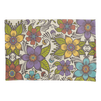 Farbige Retro-Blume Kissenbezug