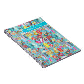 Farbige Retro-Blume mit Handzeichnung Notizblock (Rechte Seite)