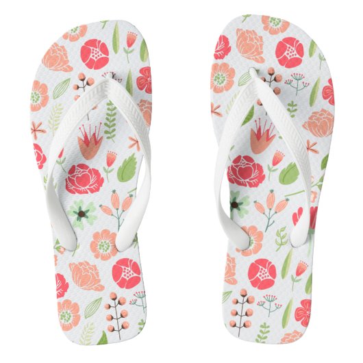 Farbige Retro-Blume Muster 2 Badesandalen (Fußbett)