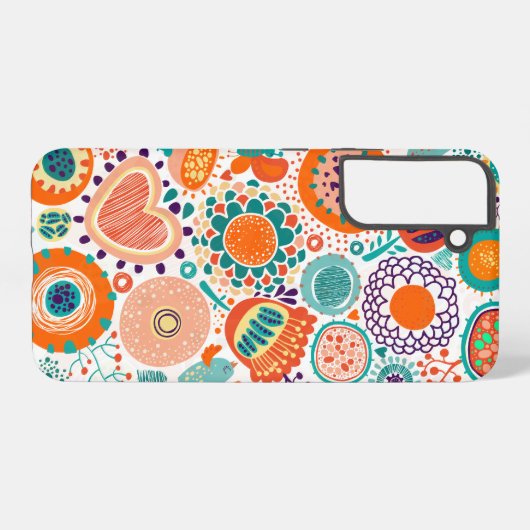 Farbige Retro-Blume Muster 3a Samsung Galaxy Hülle (Rückseite (Horizontal))