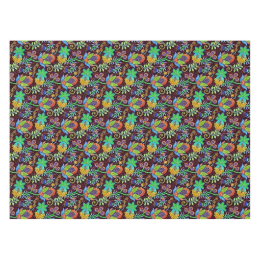 Farbige Retro-Blume Muster Imitate Glasperlen Tischdecke (Vorderseite (Horizontal))