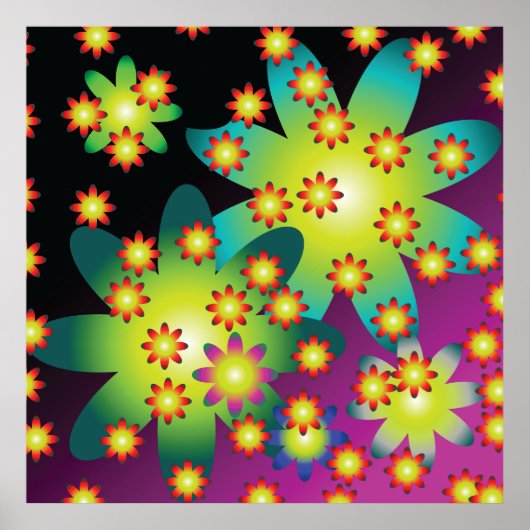 Farbige Retro-Blume Poster (Vorne)