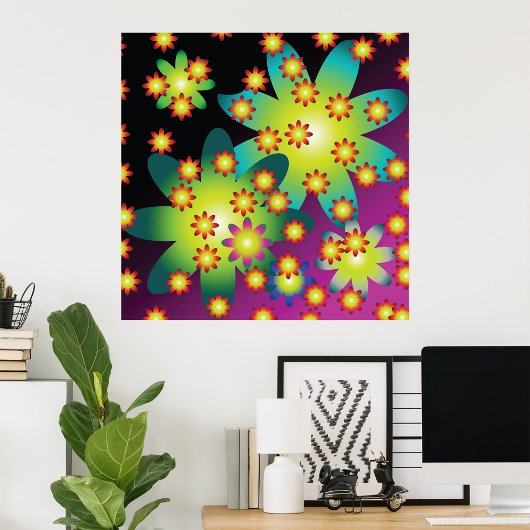 Farbige Retro-Blume Poster