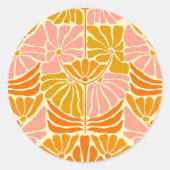 Farbige Retro-Blume Runder Aufkleber (Vorderseite)