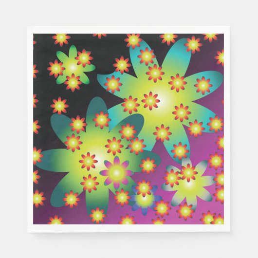 Farbige Retro-Blume Serviette (Vorderseite)