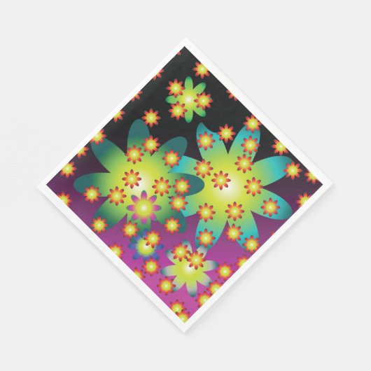 Farbige Retro-Blume Serviette (Ecke)