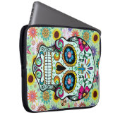 Farbige Retro-Blume Skull 2 Laptopschutzhülle (Vorne Rechts)