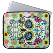 Farbige Retro-Blume Skull 2 Laptopschutzhülle (Vorderseite)